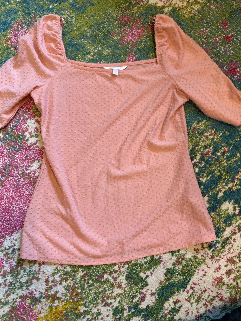 LC Lauren Conrad Dusty Rose Puff Sleeve Square Neck Top